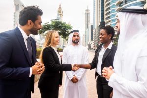 Business founder sealing deal and setting up in Dubai with CBS as the corporate service provider to help setup in Dubai