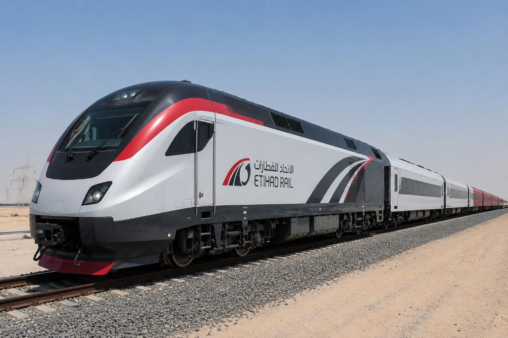 Etihad Rail image and the impact of the rail starting in the UAE and impact on businesses in the UAE